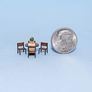 1:144 scale * 1/144th inch scale dollhouse miniature-Octagonal Table and Chairs