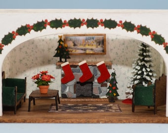 1/4 inch scale dollhouse miniature-Christmas Roombox