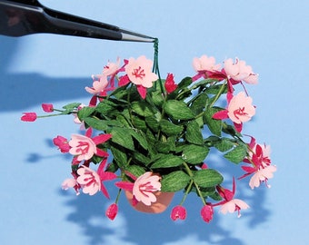 1:12 scale * 1 inch scale miniature- Fuchsia in a hanging basket