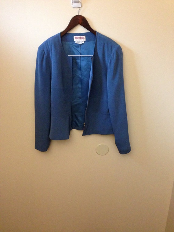 Baby Blue Silk Blazer - image 2