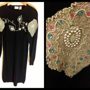 Vintage 80&#39;s Embellished Sweater Dress