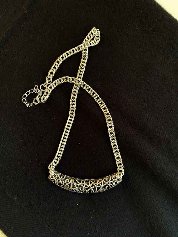 Silver Slider ADJUSTABLE Scrollwork Necklace 18 t… - image 3