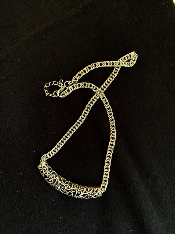 Silver Slider ADJUSTABLE Scrollwork Necklace 18 t… - image 4