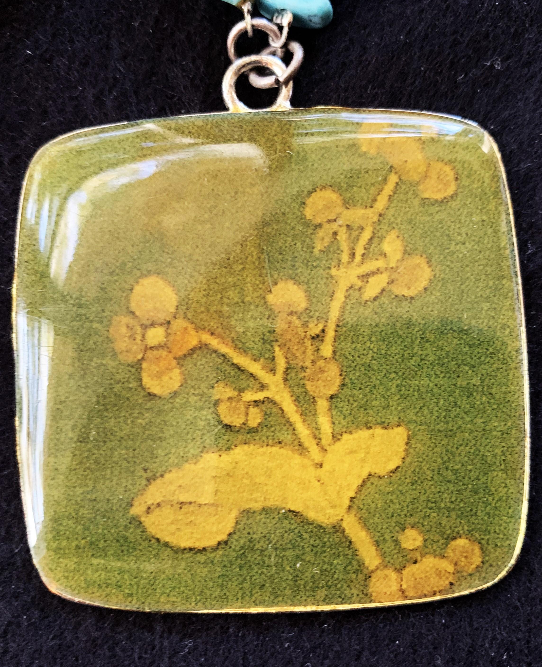 Vintage Chico's Turquoise Necklace W/ Pendant Wildflower Tagged 52
