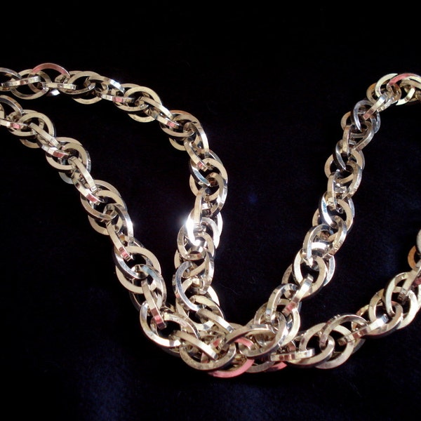 BIG and HEAVY Silver Link Chain Necklace 28" Long!  Never Worn Vintage Unusual #110