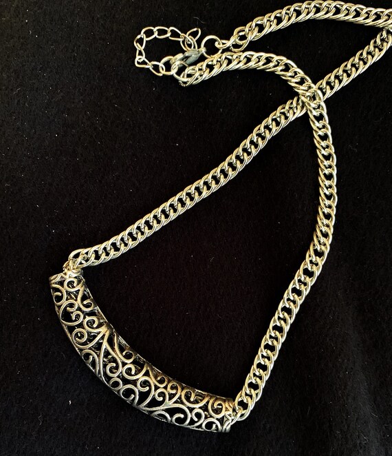Silver Slider ADJUSTABLE Scrollwork Necklace 18 t… - image 2