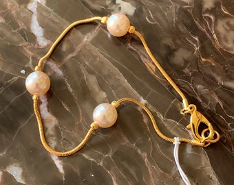 NEVER WORN Vintage Pearl Bracelet Dainty Quality Worthington Jewelry #603