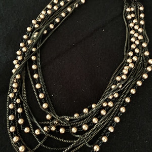 New with Tags Vintage Coldwater Creek Necklace Gold Beads and Railroad Chain #446