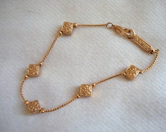 Vintage Designerarmband von NAPIER, signiert, goldfarben, ungetragen, Modell Dainty #67