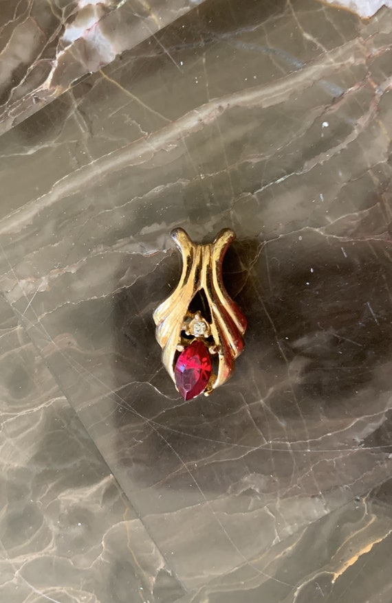 Ruby Red Pendant with Clear Crystal Accent NEVER … - image 3