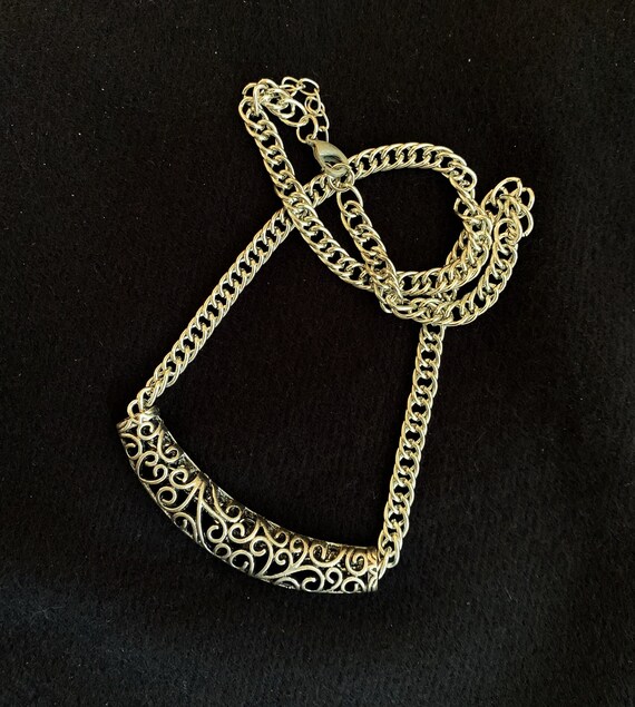 Silver Slider ADJUSTABLE Scrollwork Necklace 18 t… - image 5