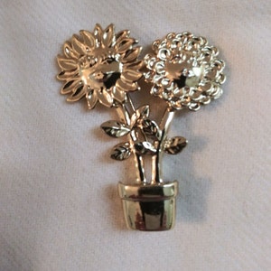 Große Sonnenblume Gesichter Geschenk Gärtner Geschenk nie getragen Vintage große Pin Brosche Gold-Ton glänzende Top-Qualität Super Shine # p02