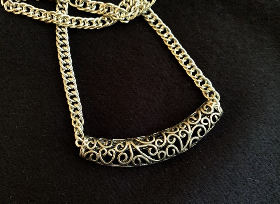 Silver Slider ADJUSTABLE Scrollwork Necklace 18 t… - image 1