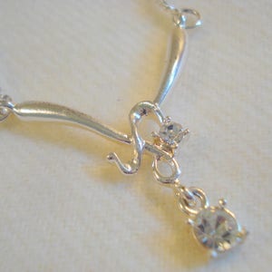 Crystal Silver Necklace Adjustable Length NEVER WORN Vintage Top Quality Super Shine #60