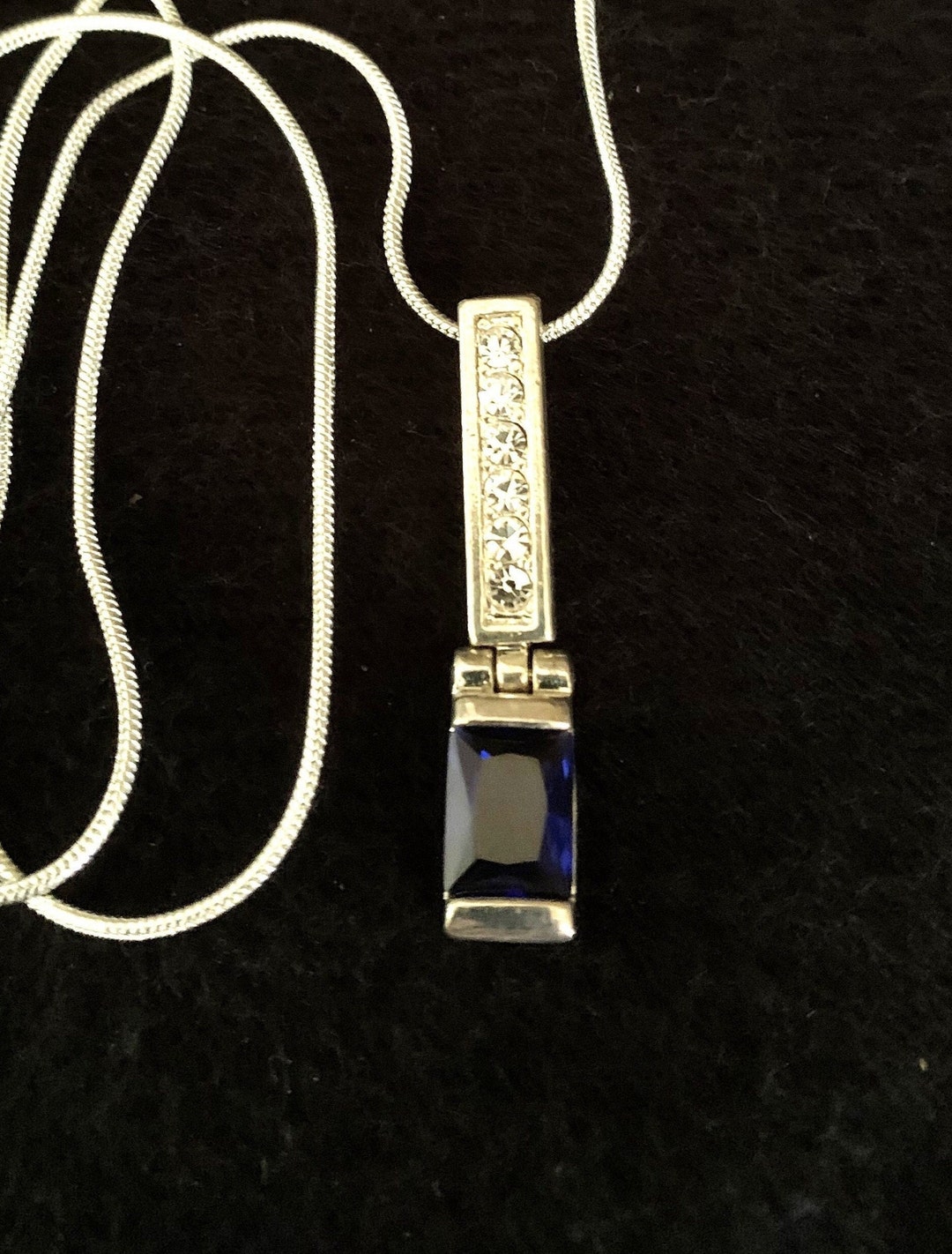 September Birthstone Sapphire Blue Pendant Rhinestone Crystal Accent ...