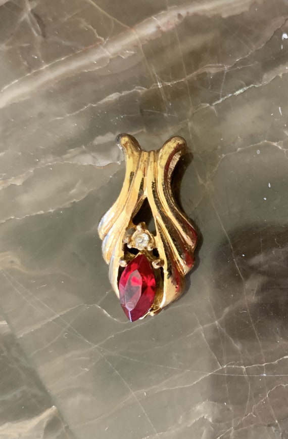 Ruby Red Pendant with Clear Crystal Accent NEVER … - image 2
