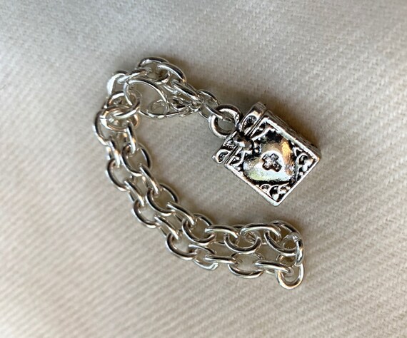 Silver STASH Box Container Charm Opens Bracelet V… - image 3