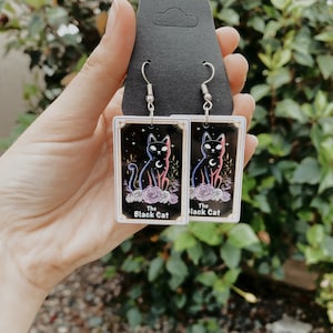 Black Cat Tarot Card Earrings