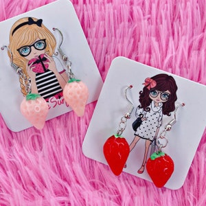 Strawberry Earring Set • Fruit Earrings • Plastic Earrings • Gift • Summer Earrings • Dangle Earrings