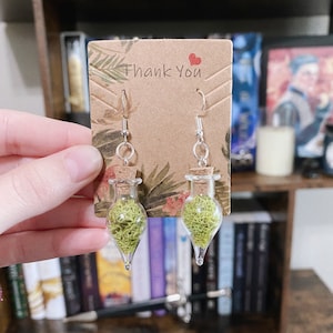 Moss Jar Dangle Earrings • Real Moss Earrings • Nature Earrings • Cottagecore earrings • Terrarium Earrings • Vial Earrings