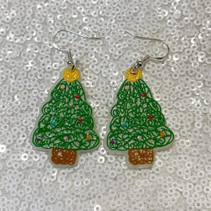 Christmas Tree Doodle Earrings