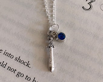 Chaol Westfall Inspired Sword Necklace • Blue Rhinestone, Bookish Readers