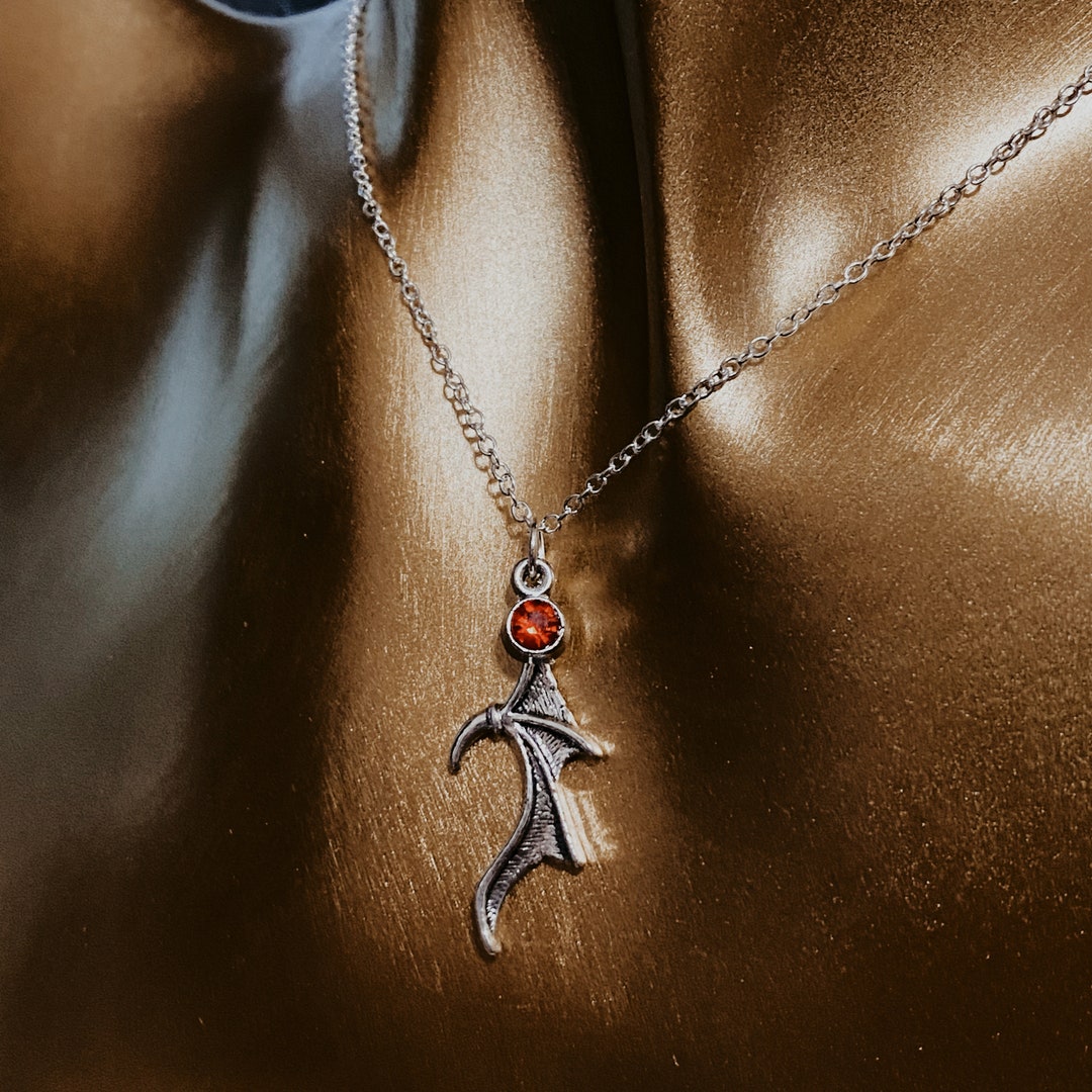 Bat Wing Necklace - Bat Boys - Red Rhinestone - Cassian - ACOTAR ...