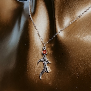 Bat Wing Necklace - Bat Boys - Red Rhinestone - Cassian - ACOTAR  - Silver Necklace - Bookish - Readers