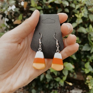 Candy Corn dangle drop earrings, Trick or Treat, Halloween dangle drop, Halloween candy earrings, candy earrings, spooky vibes
