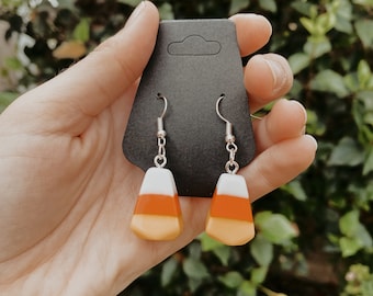 Candy Corn dangle drop earrings, Trick or Treat, Halloween dangle drop, Halloween candy earrings, candy earrings, spooky vibes