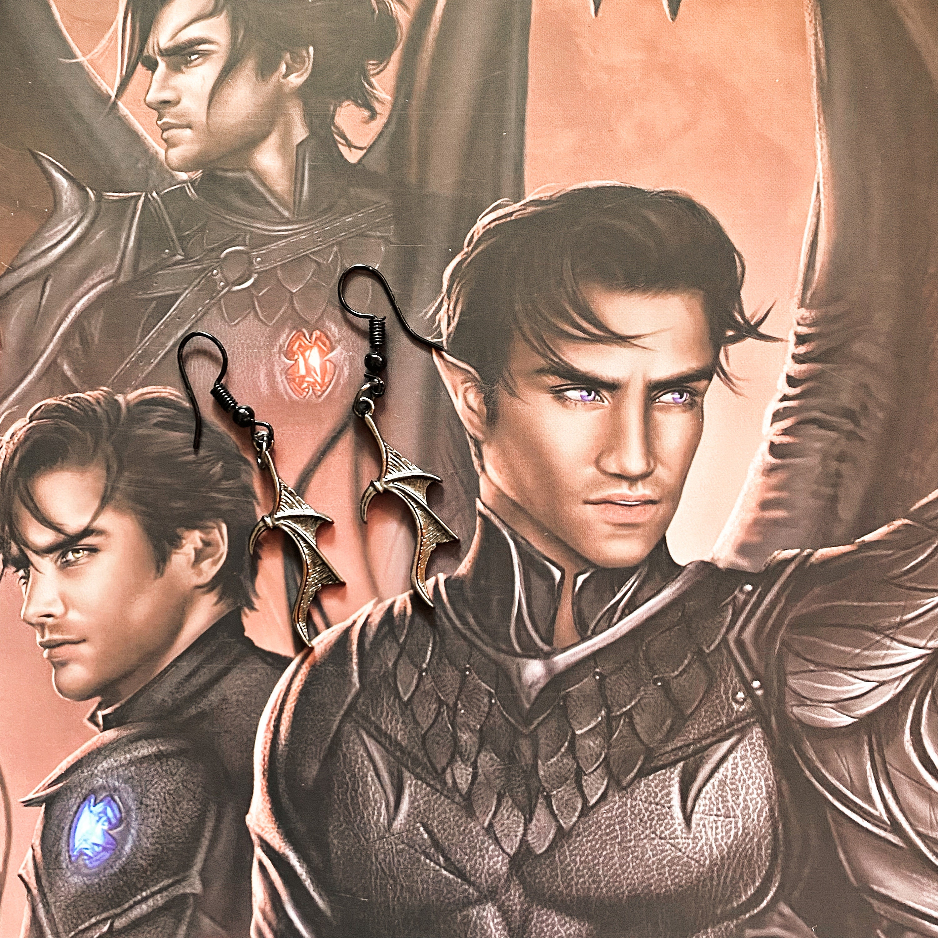 Bat Wing Earrings • Bat Charms • Dangle Drop • Gun Metal • Bat Boys • Illyrian • ACOTAR