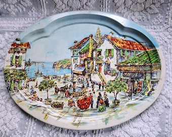 Vintage Daher Metal Tray with Spanish Scene