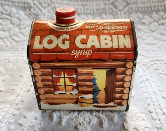 Vintage 100th Anniversary Log Cabin Syrup Tin