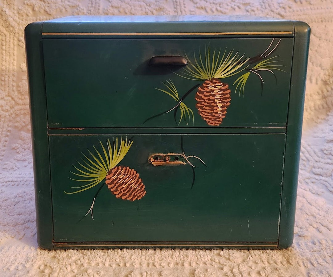 Vintage Ransburg Double Bread Box With Pinecones RARE Etsy