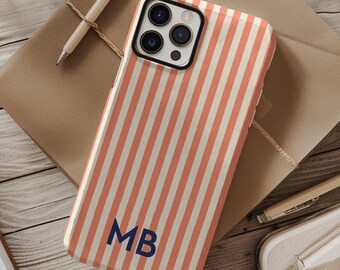 Personalisierte gestreifte Monogramm Handyhülle, Geschenk für iPhone und Samsung