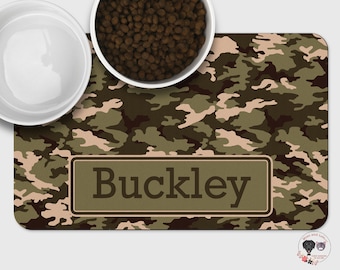 Personalized Camo Pet Mat for Dog Food and Water Bowls Custom Gift for New Puppy Placemat for Cat Dish New Pet Supplies Dog Lovers gift