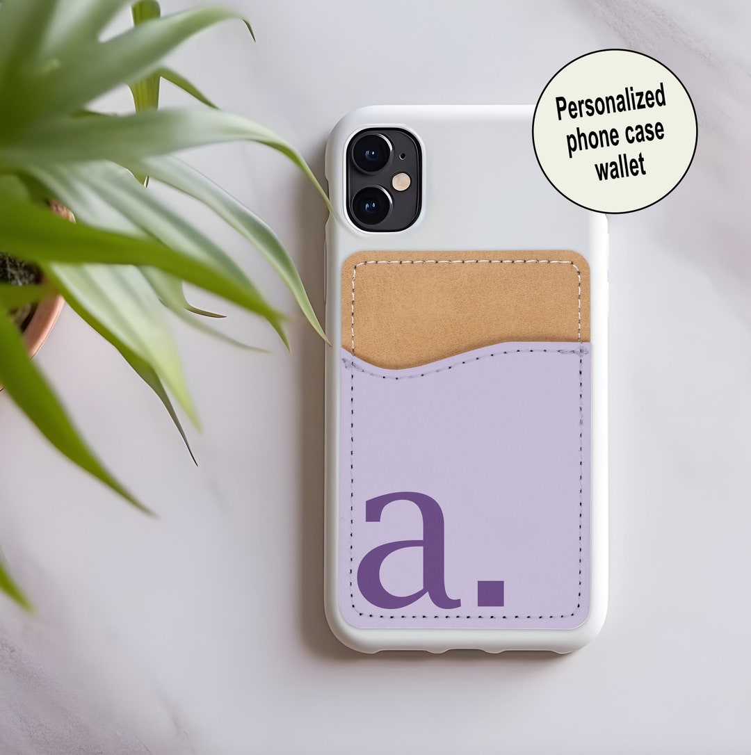 Personalized Phone Wallet, Card Holder for Phone Case, Monogrammed Cell