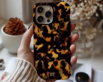 Etui na telefon z motywem skorupy żółwia, spersonalizowany prezent z inicjałem dla iPhone'a i Samsunga