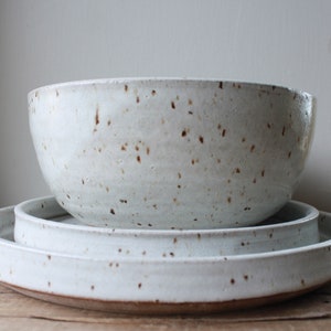 Handmade Ceramic Dinnerware Set with Plates and Ramen Bowl by KJ Pottery