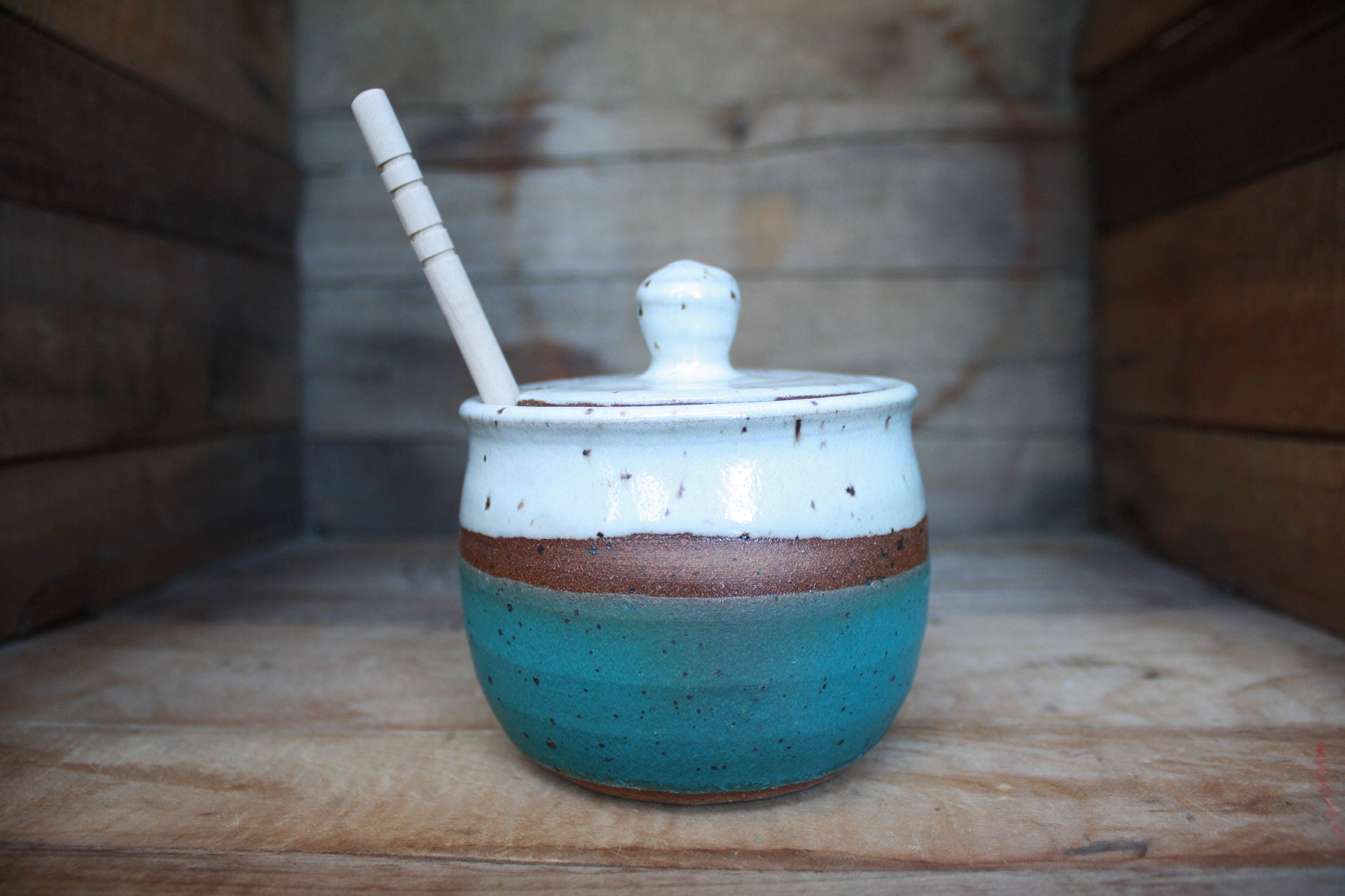 Honey Pot Handmade Honey Jar Ceramics & Pottery KJ Pottery