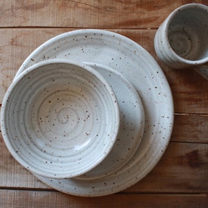 Dinner Ware Set - Four Piece Set - Dinner Plate - Salad Plate - Bowl - Mug - Handmade - Ceramics & Pottery - KJ Pottery