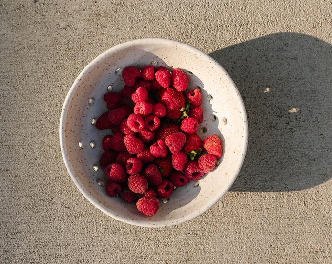 Handmade Ceramic Berry Bowl – Stoneware Colander & Fruit Strainer | KJ Pottery
