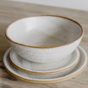 Handmade Ceramic Dinnerware Set: Dinner Plate, Salad Plate, Cereal Bowl by KJ Pottery