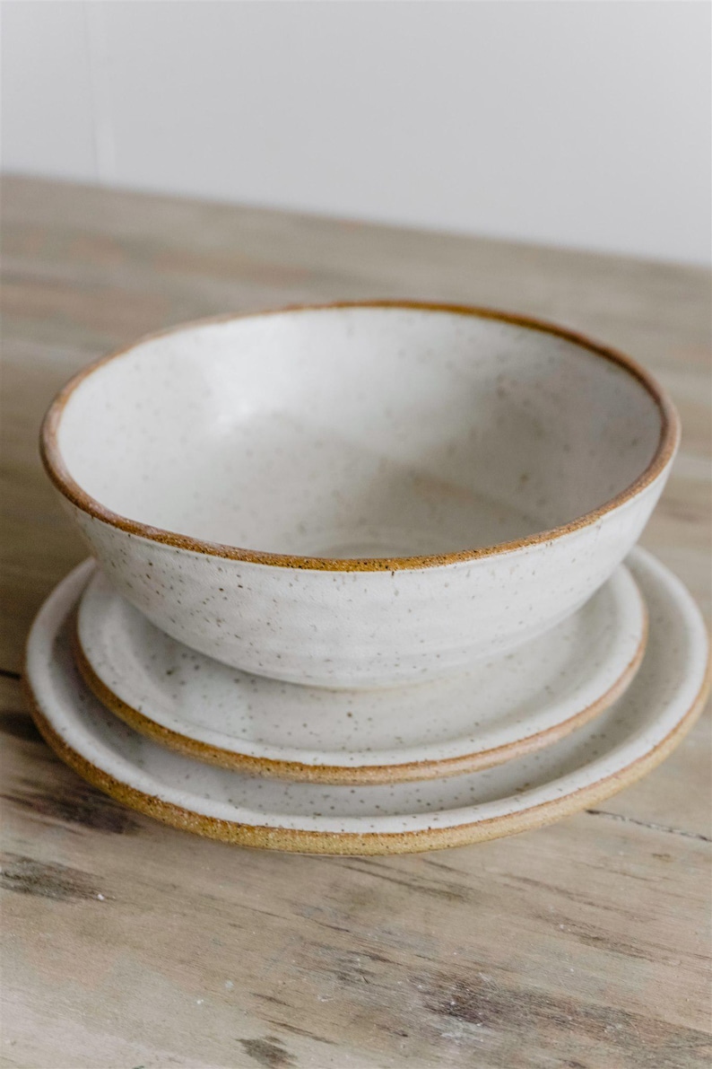 Handmade Ceramic Dinnerware Set: Dinner Plate, Salad Plate, Cereal Bowl by KJ Pottery