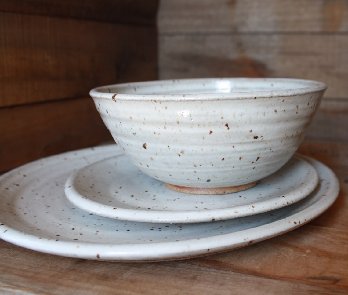 Dinner Plate Salad Plate Bowl KJ Pottery Etsy