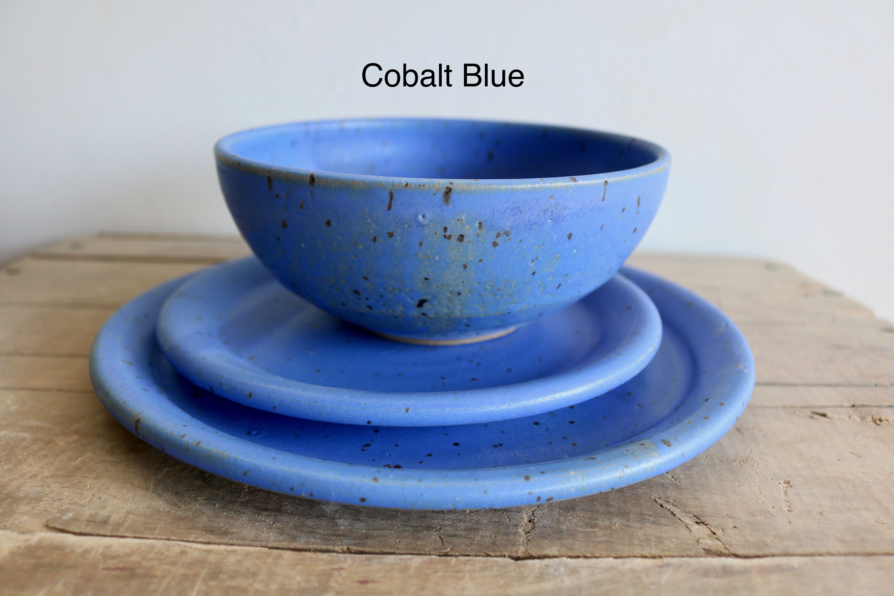 Dinner Plate Salad Plate Bowl Raw Edge Dinnerware Set KJ Pottery