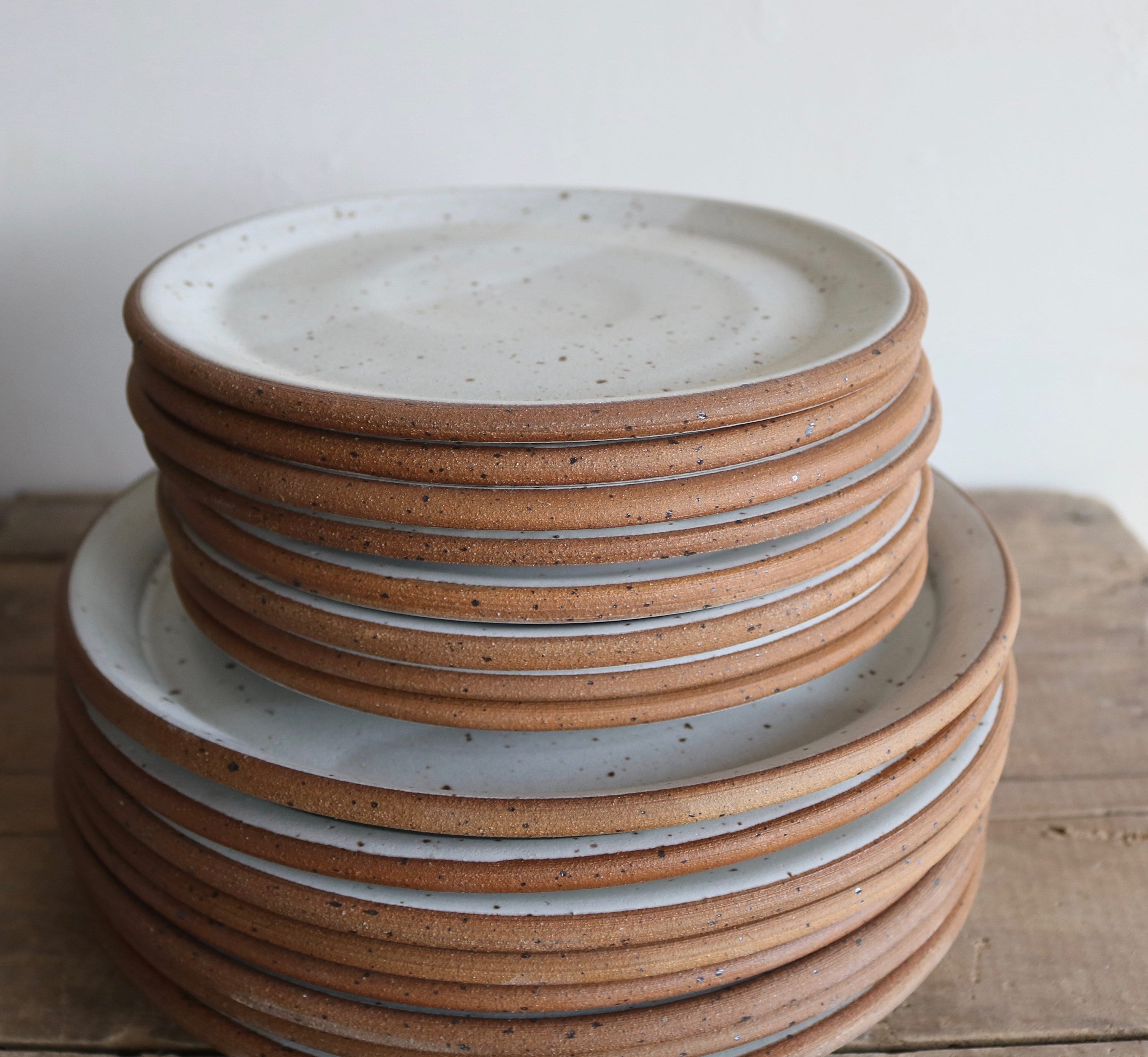 Dinner Plate Salad Plate Bowl Raw Edge Dinnerware Set KJ Pottery