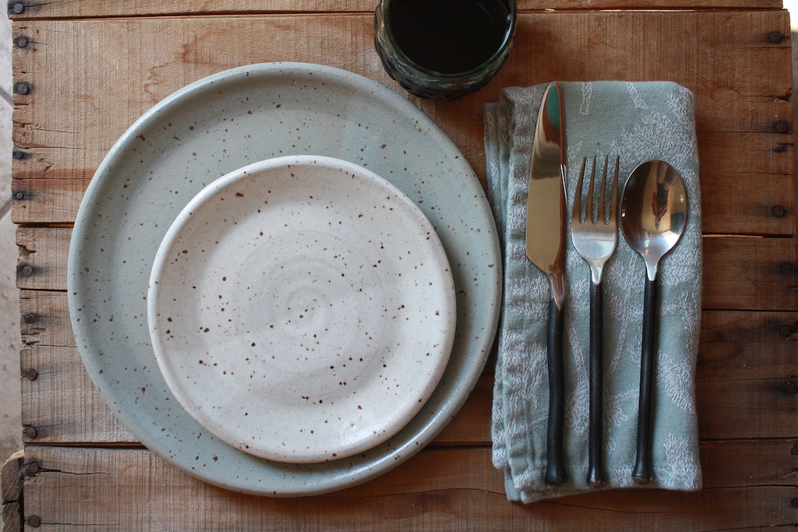 Dinner Plate Salad Plate Bowl KJ Pottery Etsy
