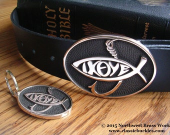 Jesus Fish Buckle and Key Fob Set - IXOYE