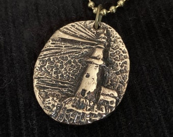 Lighthouse Pendant Necklace - Solid Bronze